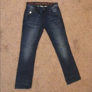 Rock Revival distressed bootcut blue jeans